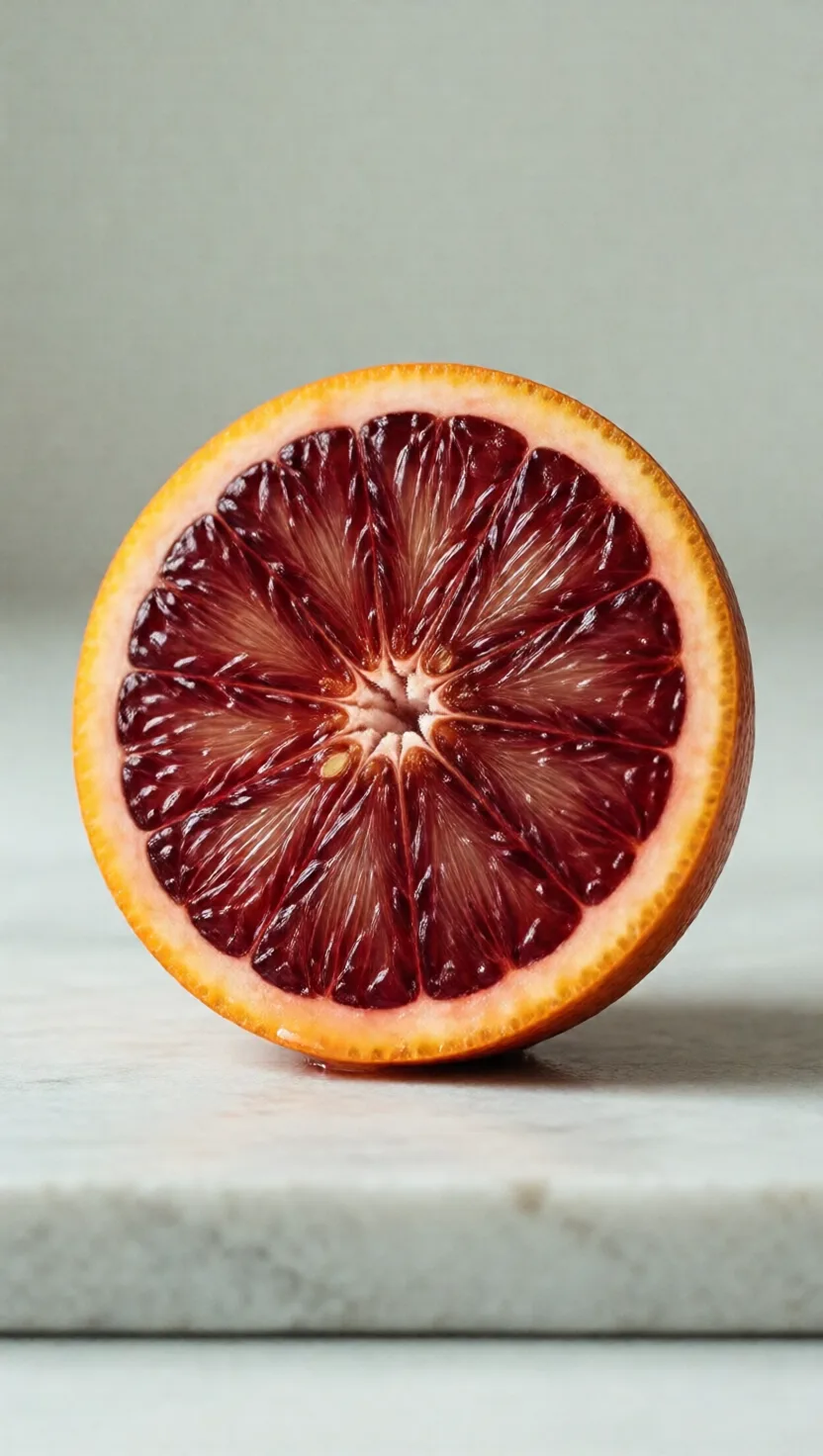 Blood orange flesh stays pale unless the nights turn cold