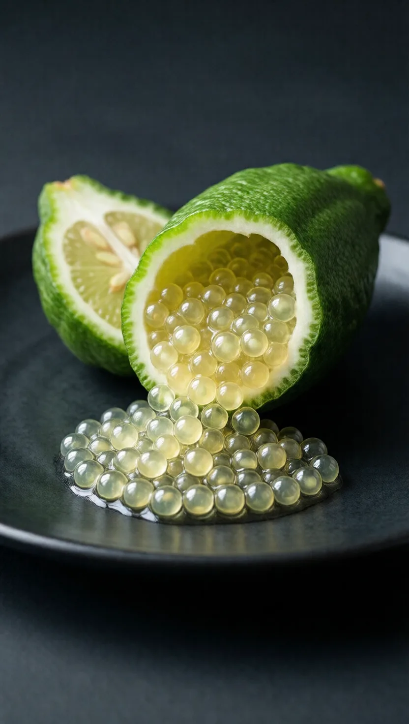 Finger lime hides rows of tiny burst-in-mouth citrus pearls