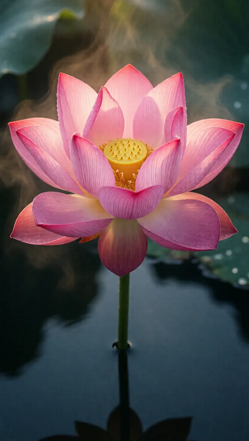 The sacred lotus keeps its flower warm-blooded