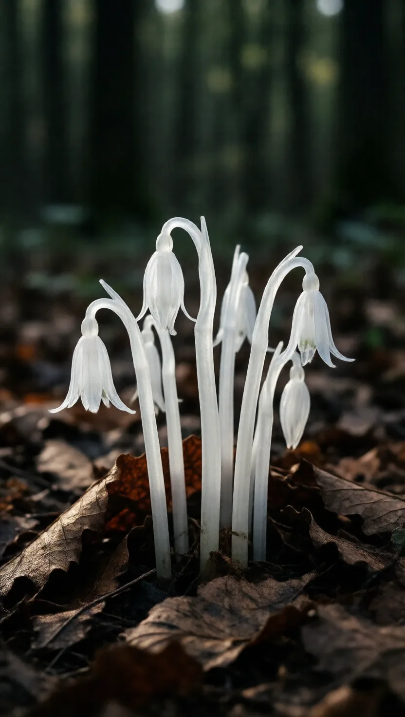A flower with no green that feeds through fungi