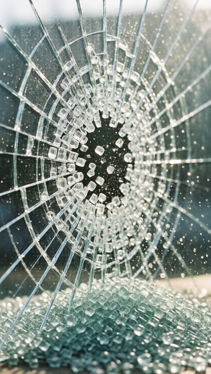Why a shattered car window falls as harmless pebbles