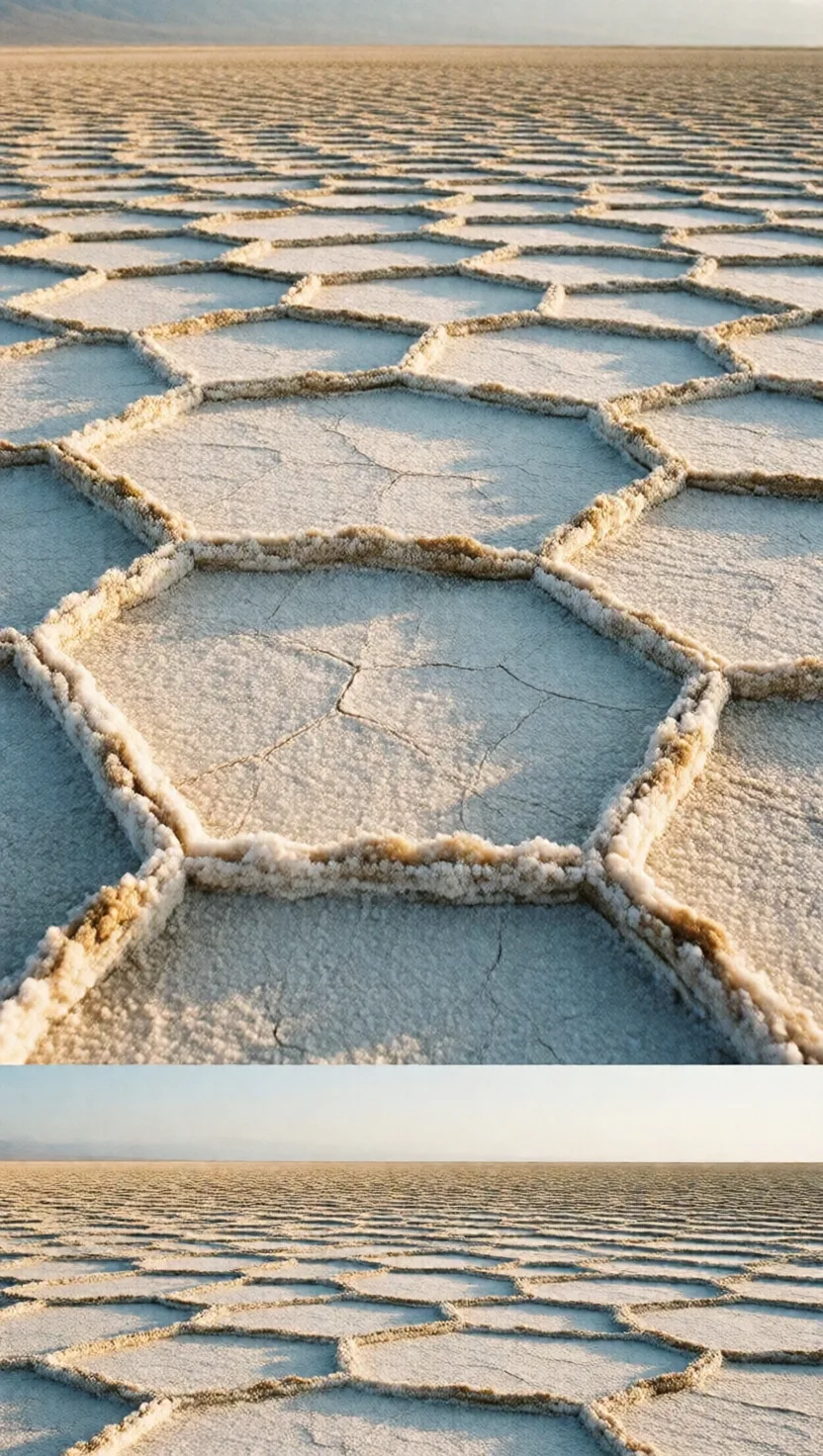 Salt deserts tile themselves into neat polygons