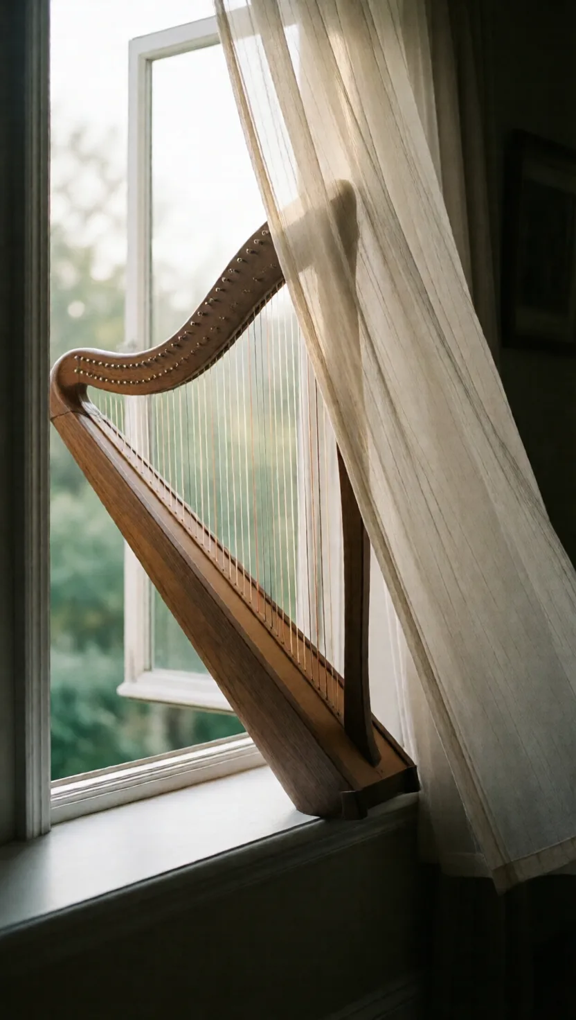 This harp has no player — the wind plays it