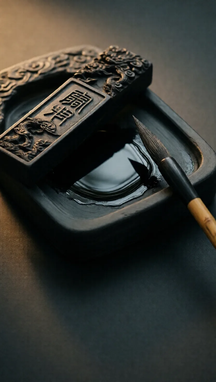 This ink is a solid stick you grind into being