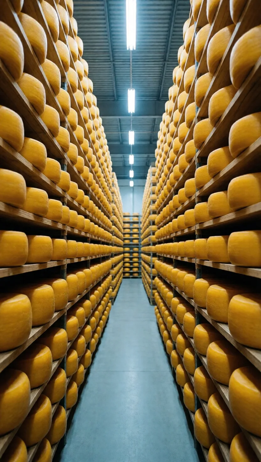 An Italian bank's vault is stacked with cheese