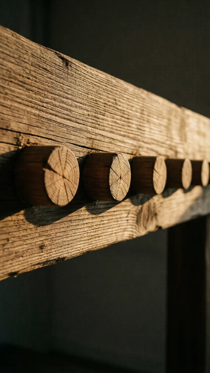 Wet wooden pegs lock a ship tighter