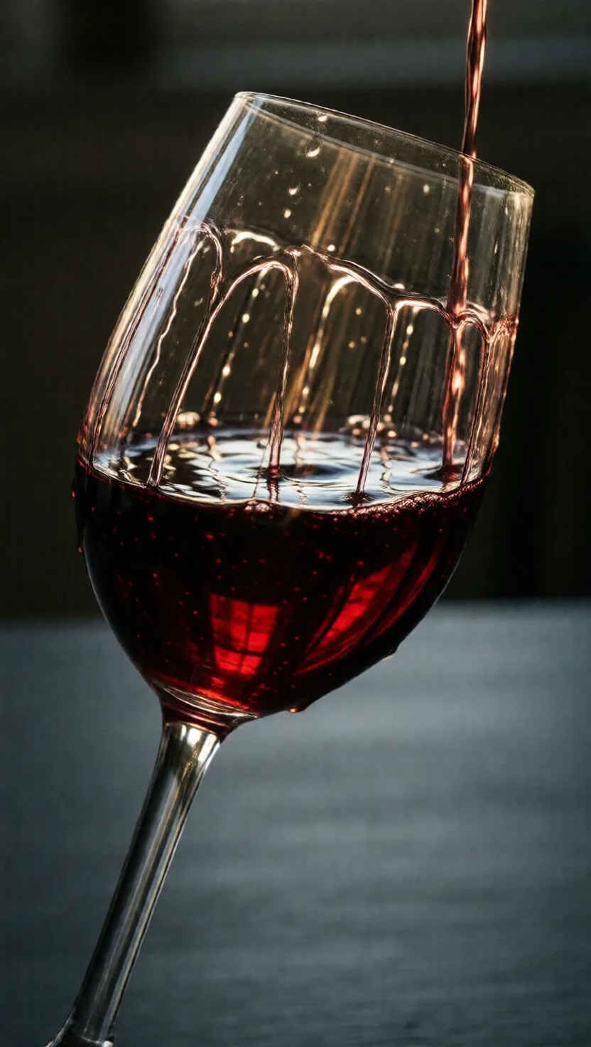 Wine 'tears' climb the glass, defying gravity