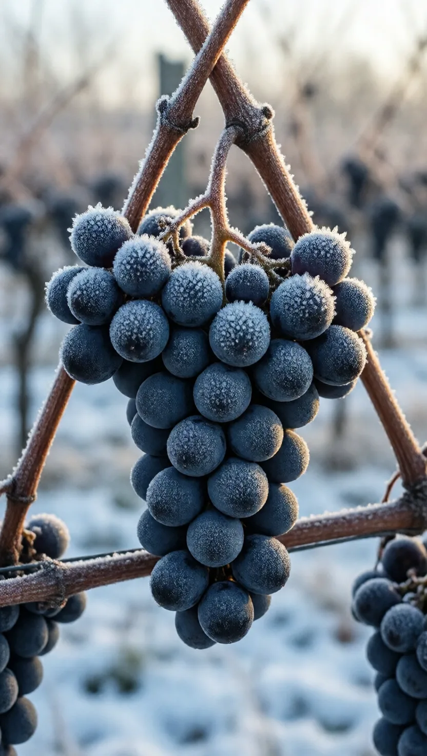 Ice wine is pressed from grapes frozen solid