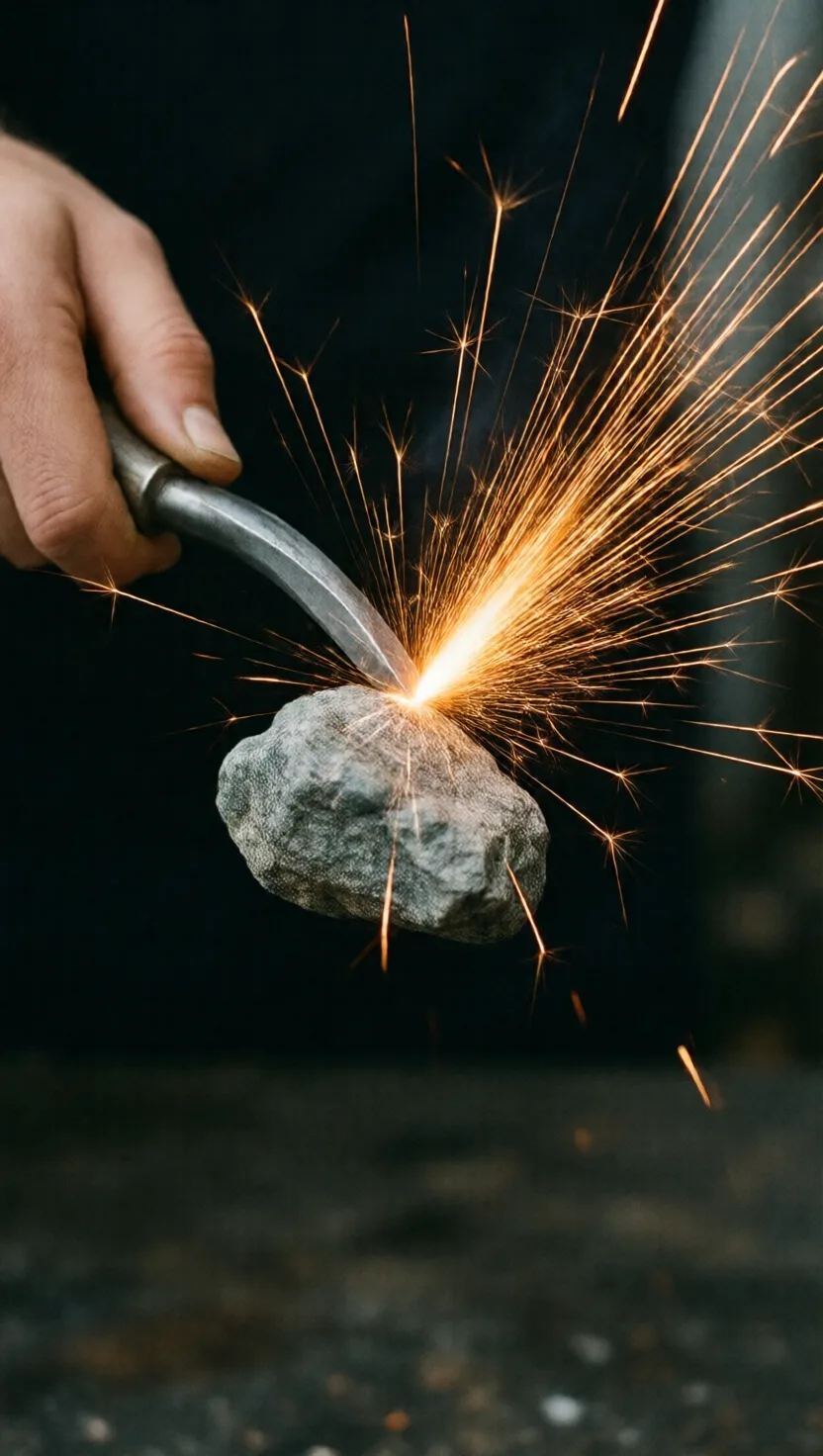 Those sparks are burning steel, not stone