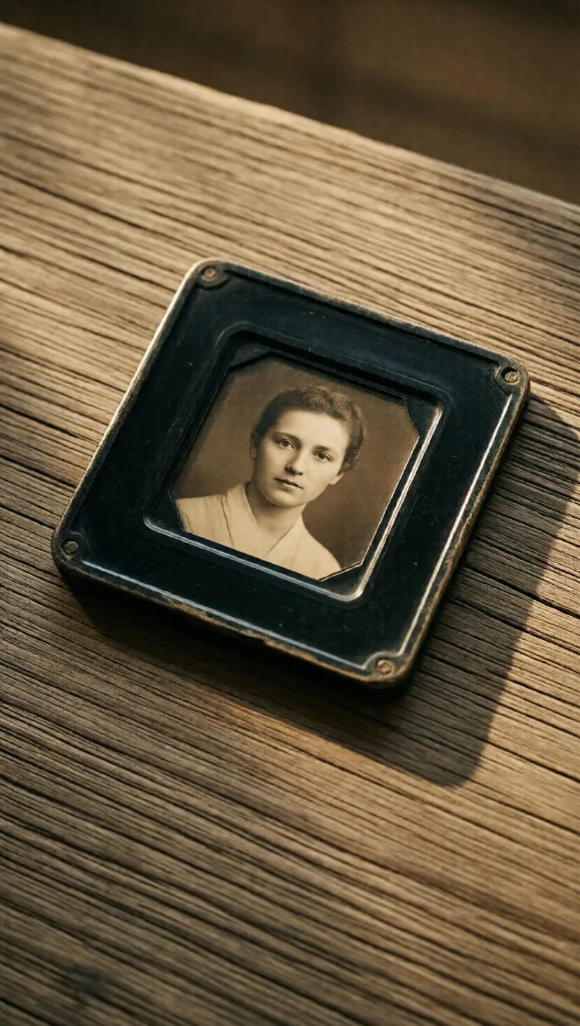 A keepsake portrait made on a sheet of black iron