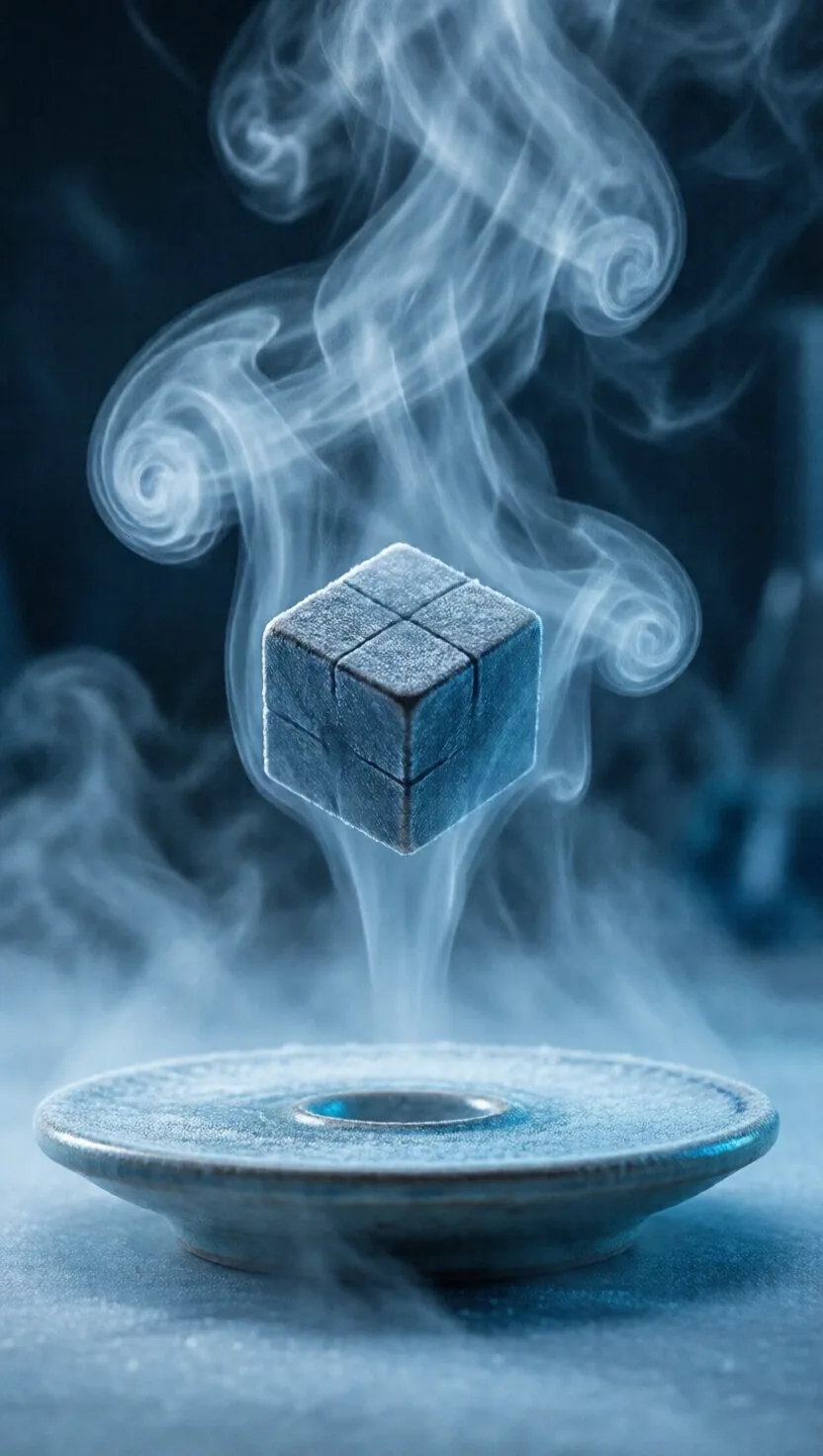 A chilled disc freezes a magnet in midair