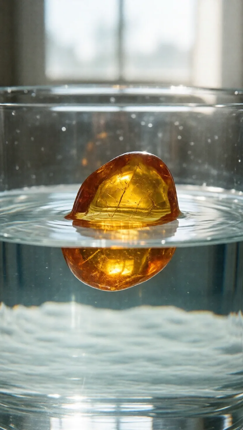 Real amber floats in salt water, fakes sink