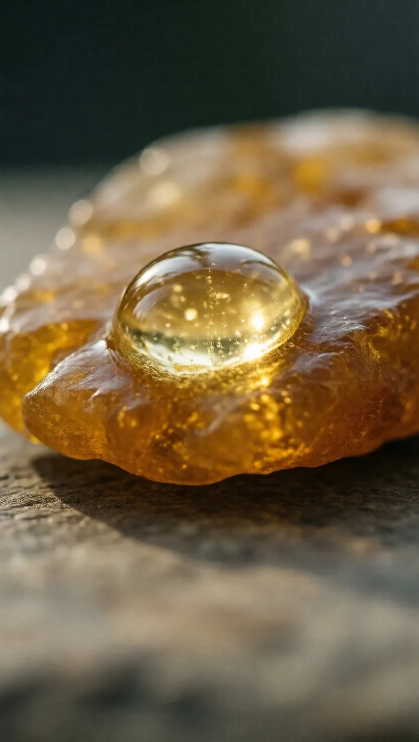 A drop of solvent tells young resin from ancient