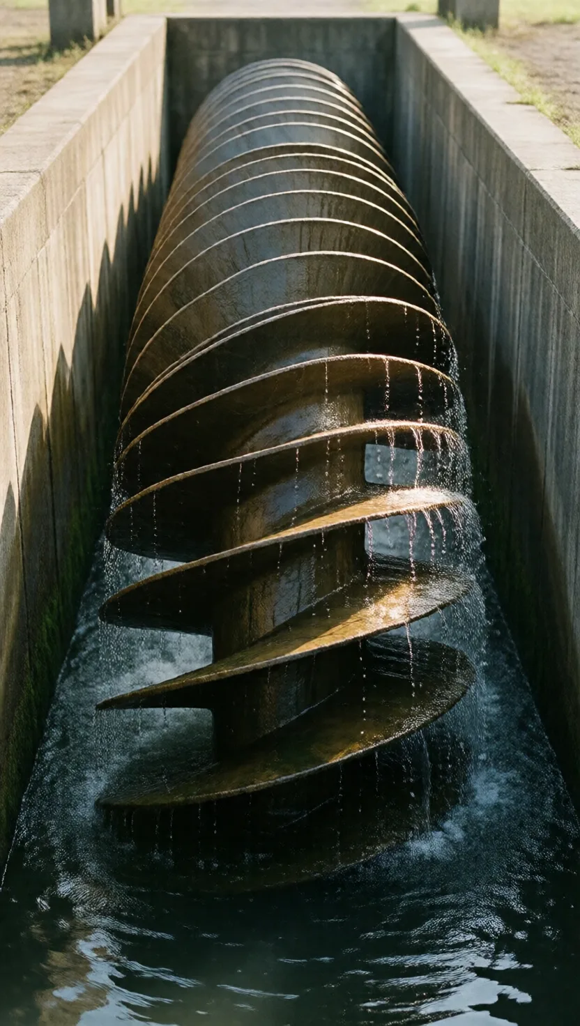 A spinning screw can carry water uphill