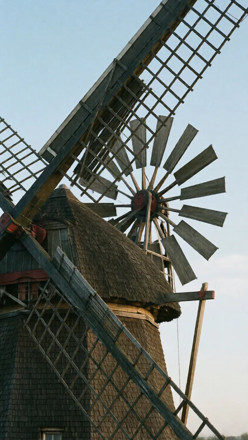 A small wheel keeps the windmill facing the wind