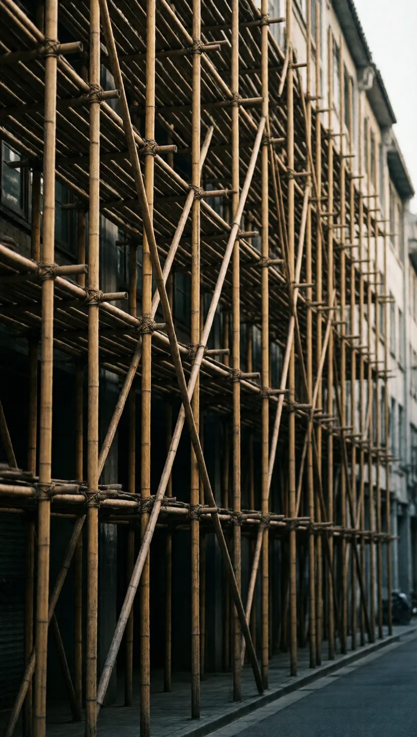 Skyscrapers still get wrapped in bamboo poles