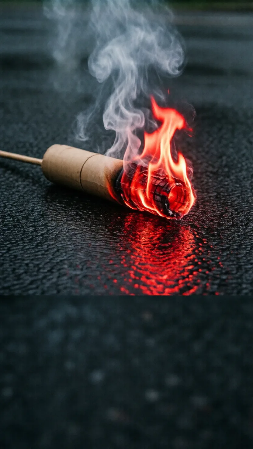 落とした発炎筒が山火事を起こすことがある