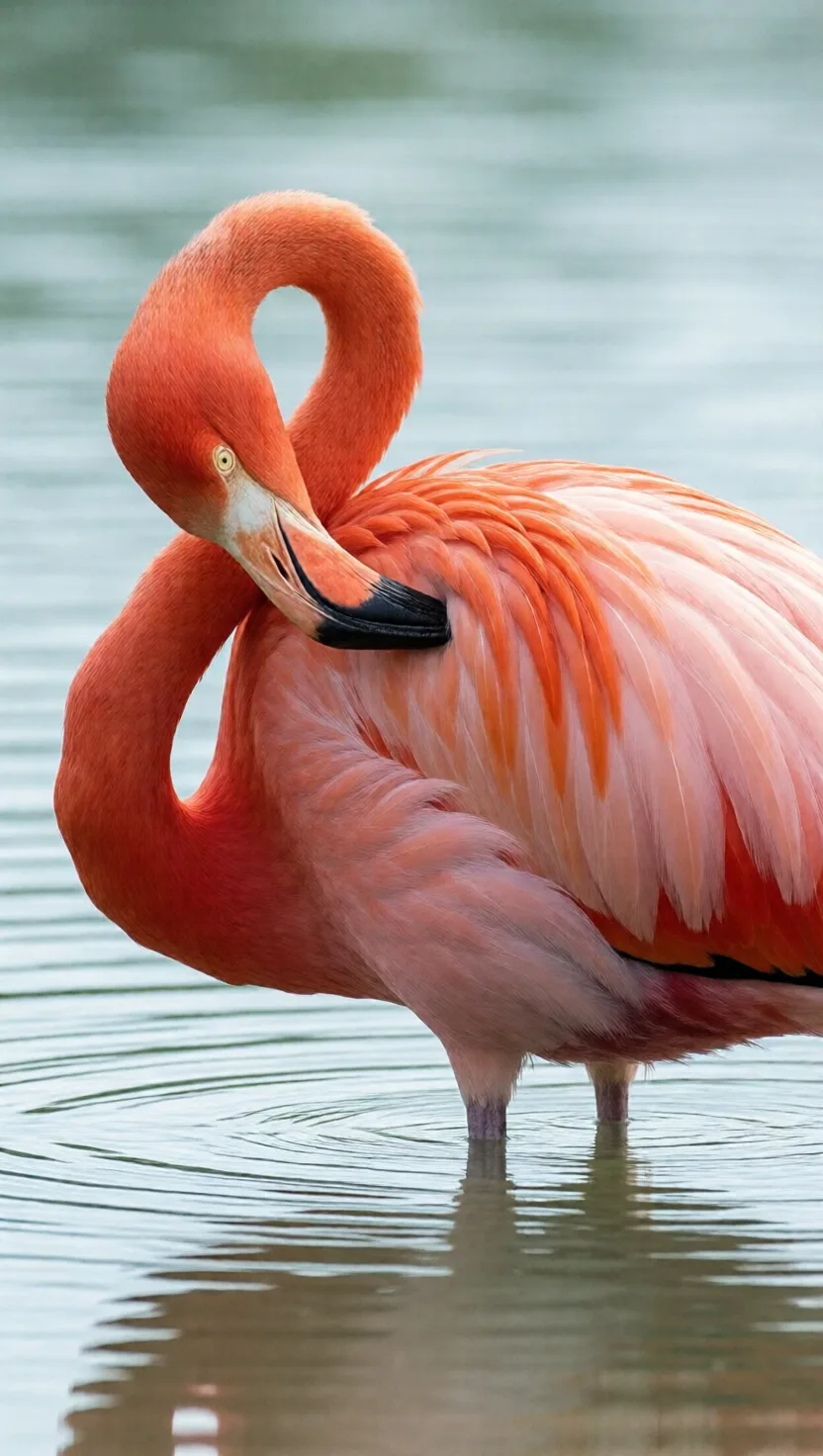 Flamingos paint themselves pink, twice over