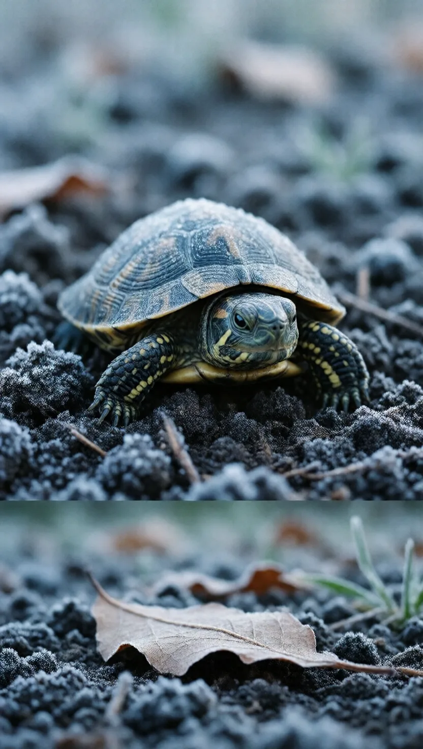 Newborn turtles overwinter frozen in the nest