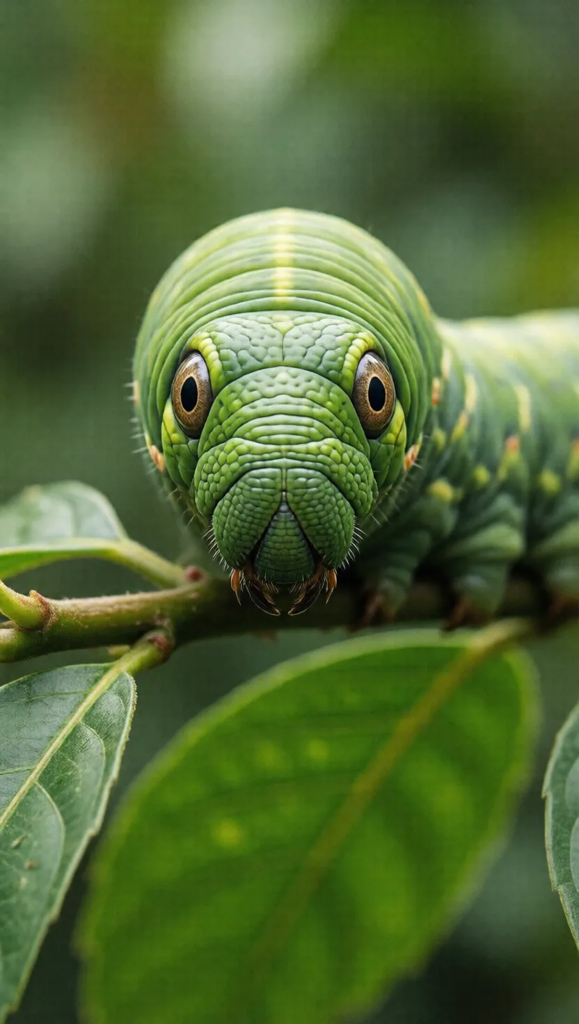 Threatened, this caterpillar swells into a snake