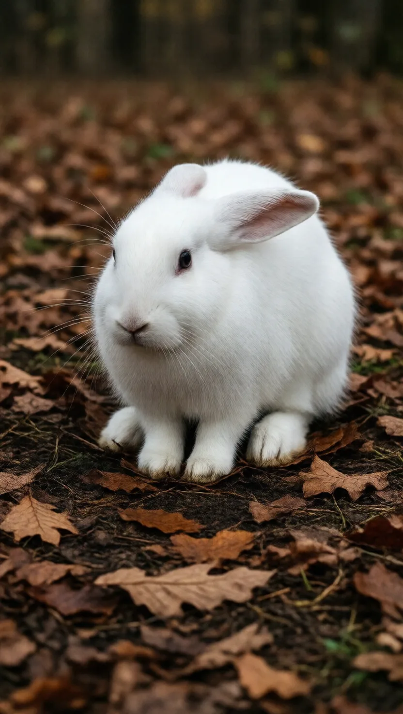 A white hare on bare ground, dressed for snow that's late