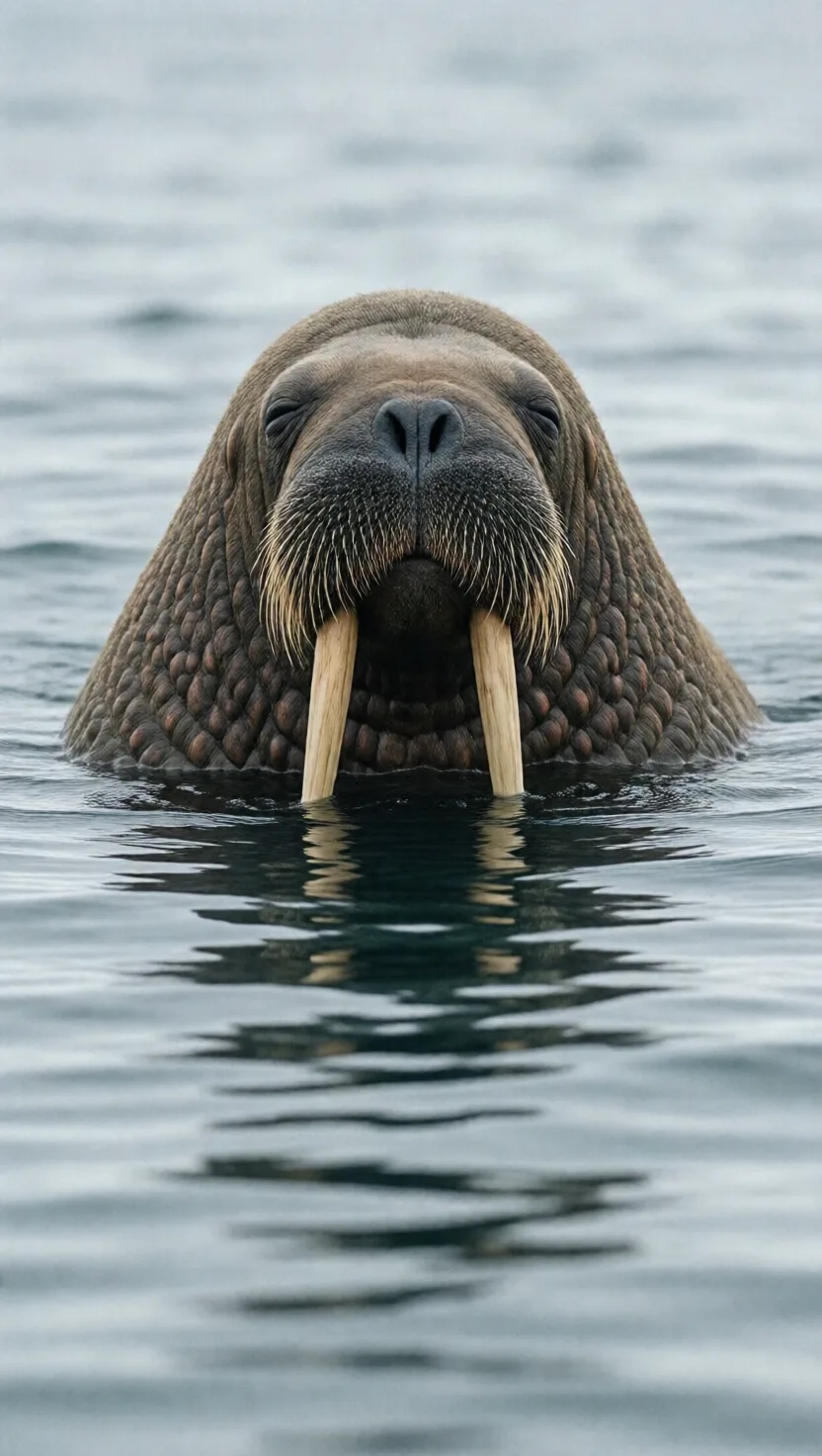 A walrus can sleep bobbing upright in the sea