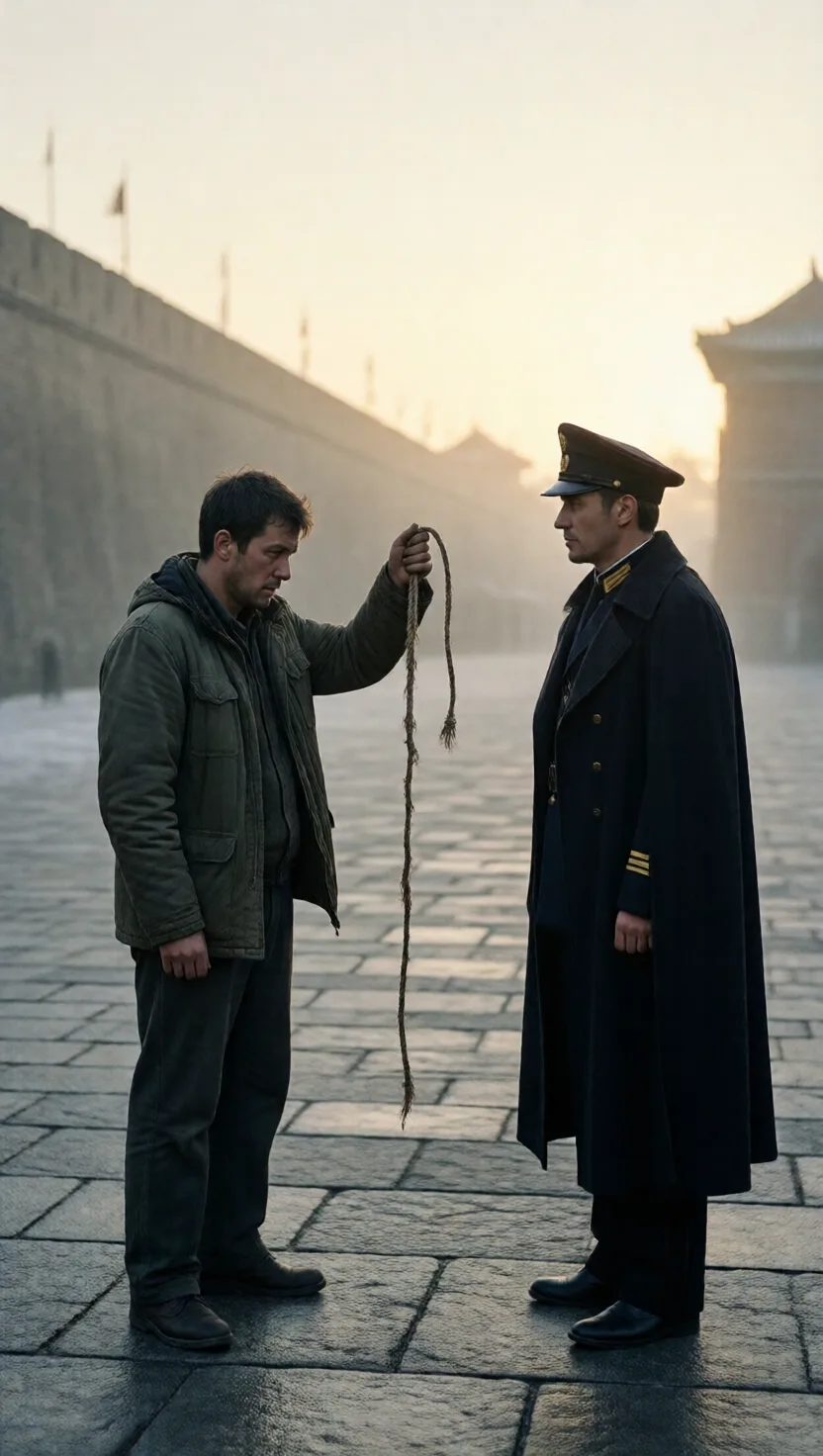 At the dawn gate, the cord speaks for the wall
