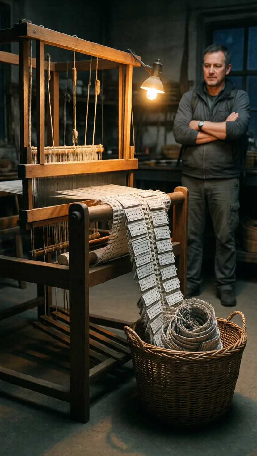 Tonight the loom is making cards — for itself