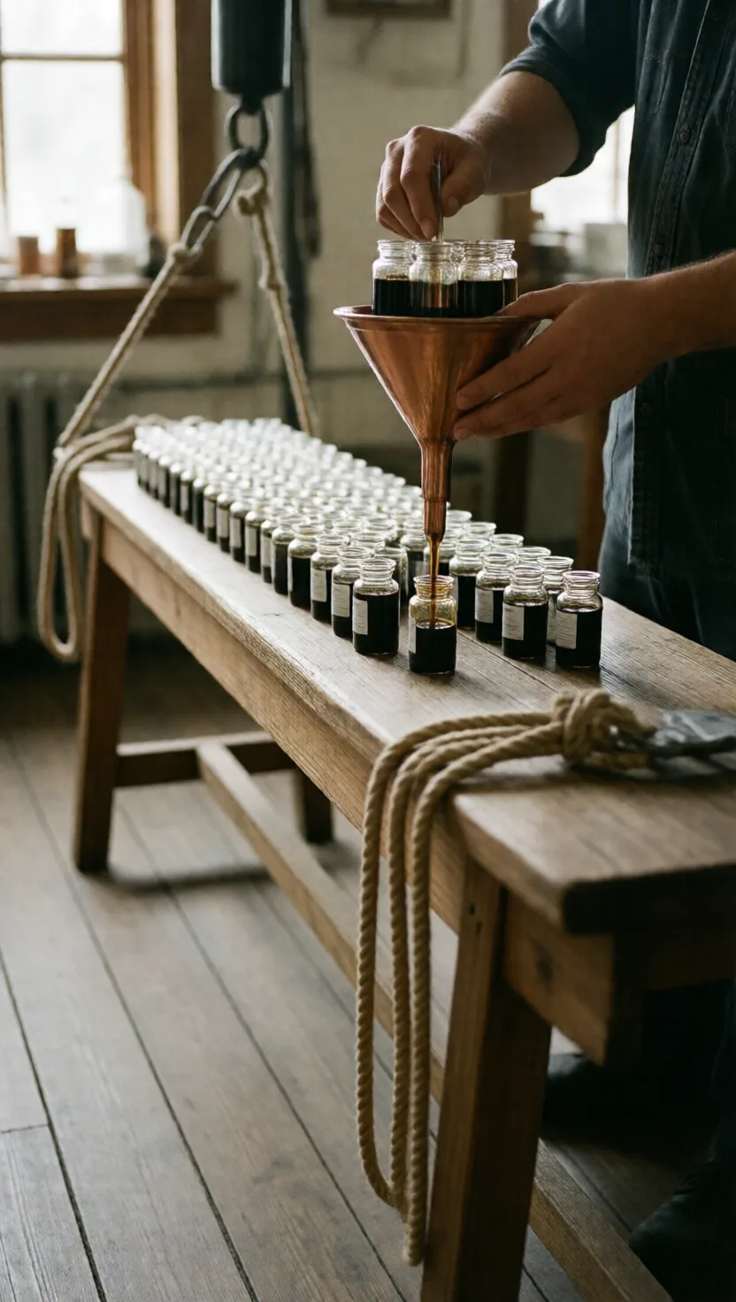 Every ingredient gets a vial, and the bench keeps their order