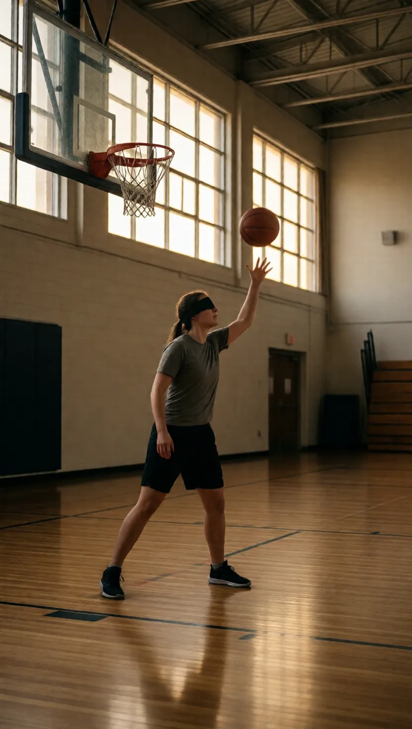 Blindfolded free throws, and a coach who says one number